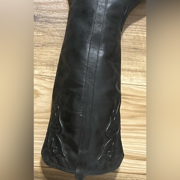 RARE Lucchese Spirit Black Leather Western OTK Boots Size 8